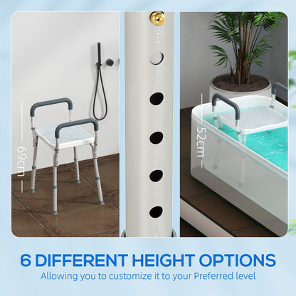 Rust-Free Aluminium Bath Chair with Adjustable Height, Light Blue