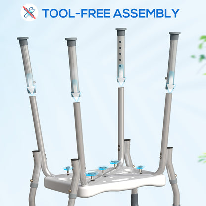 Rust-Free Aluminium Bath Chair with Adjustable Height, Light Blue