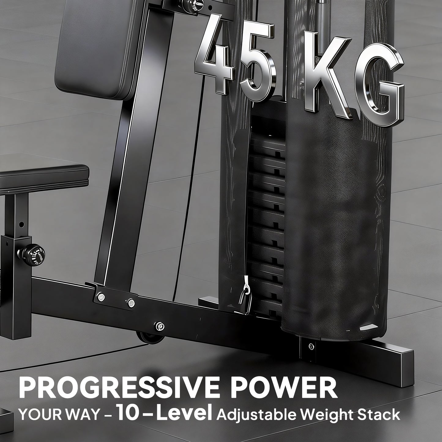 Multi Gym with Adjustable Seat & Back, 45kg Weight Stack