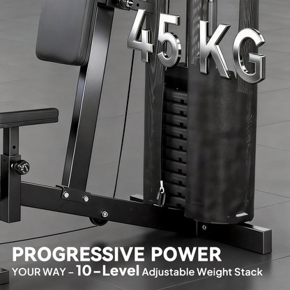 Multi Gym with Adjustable Seat & Back, 45kg Weight Stack