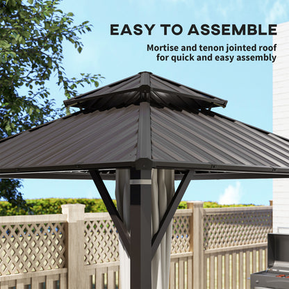 3 x 3(m) Hardtop Gazebo with Metal Roof, Netting and Curtains