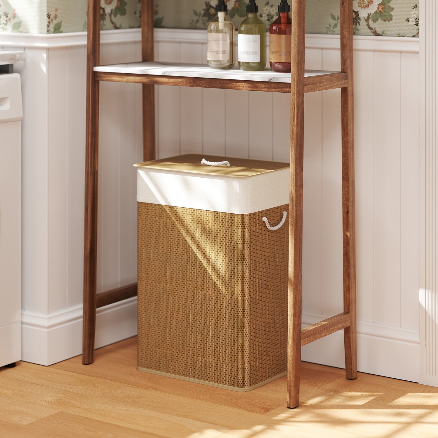 Laundry Hamper with Removable Washable Liner Bag, Brown