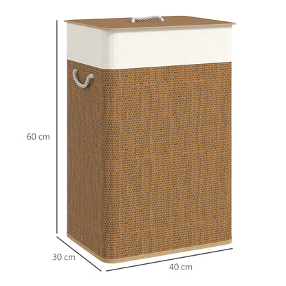 Laundry Hamper with Removable Washable Liner Bag, Brown