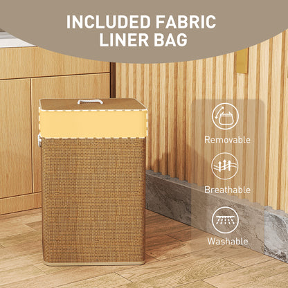 Laundry Hamper with Removable Washable Liner Bag, Brown
