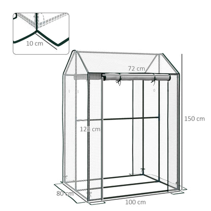 Greenhouse with 2 Roll-up Doors and Vent Holes, 100x80x150cm