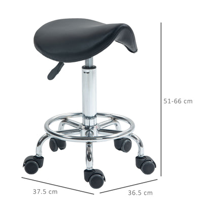 Saddle Chair, Rolling Salon Stool for Massage Spa Clinic Beauty, Black