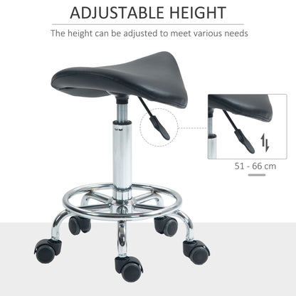 Saddle Chair, Rolling Salon Stool for Massage Spa Clinic Beauty, Black