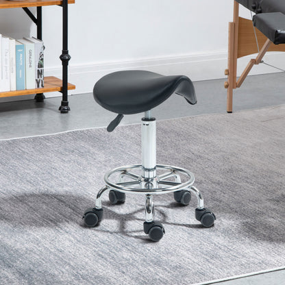 Saddle Chair, Rolling Salon Stool for Massage Spa Clinic Beauty, Black