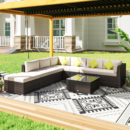 8pc Rattan Sofa Garden Furniture Aluminium Outdoor Patio Set Brown