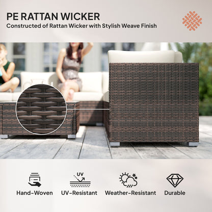 8pc Rattan Sofa Garden Furniture Aluminium Outdoor Patio Set Brown