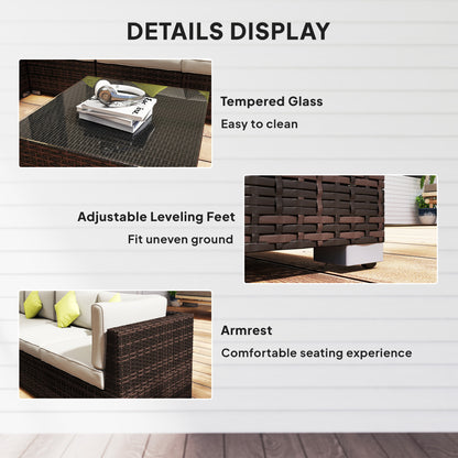 8pc Rattan Sofa Garden Furniture Aluminium Outdoor Patio Set Brown
