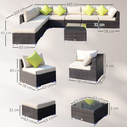 8pc Rattan Sofa Garden Furniture Aluminium Outdoor Patio Set Brown