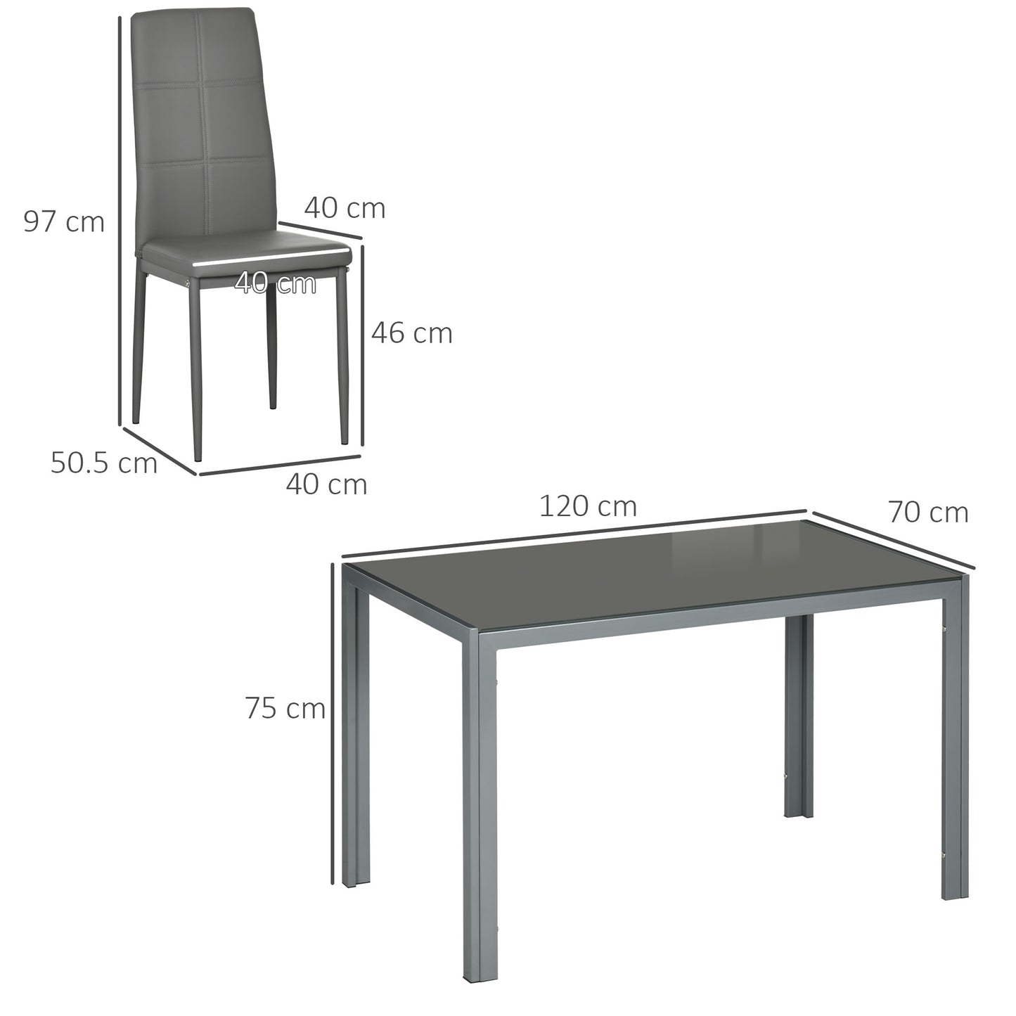 5 Piece Dining Set Table and 4 Chairs Set for 4 Persons Kitchen Glasstop