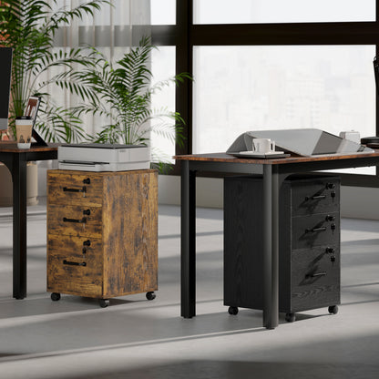 3 Drawer File Cabinet Rolling Filing Cabinet for A4 and Letter Brown