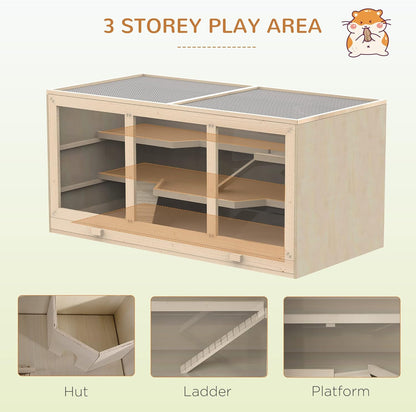 Wooden Large Hamster Cage, Syrian hamster Mouse Rats Mice Rodent Small Animals Hutch Exercise Play House Pen 115L x 57W x 55H(cm)