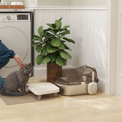 Stainless Steel Litter Box, Cat Litter Tray w/ Lid, Pedal, Scoop