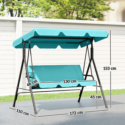 Outdoor Metal Hammock Swing Chair 3-Seater Patio Bench Garden Grey