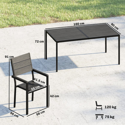 7 Pieces Outdoor Dining Set, Garden Table and Chairs Set, Black