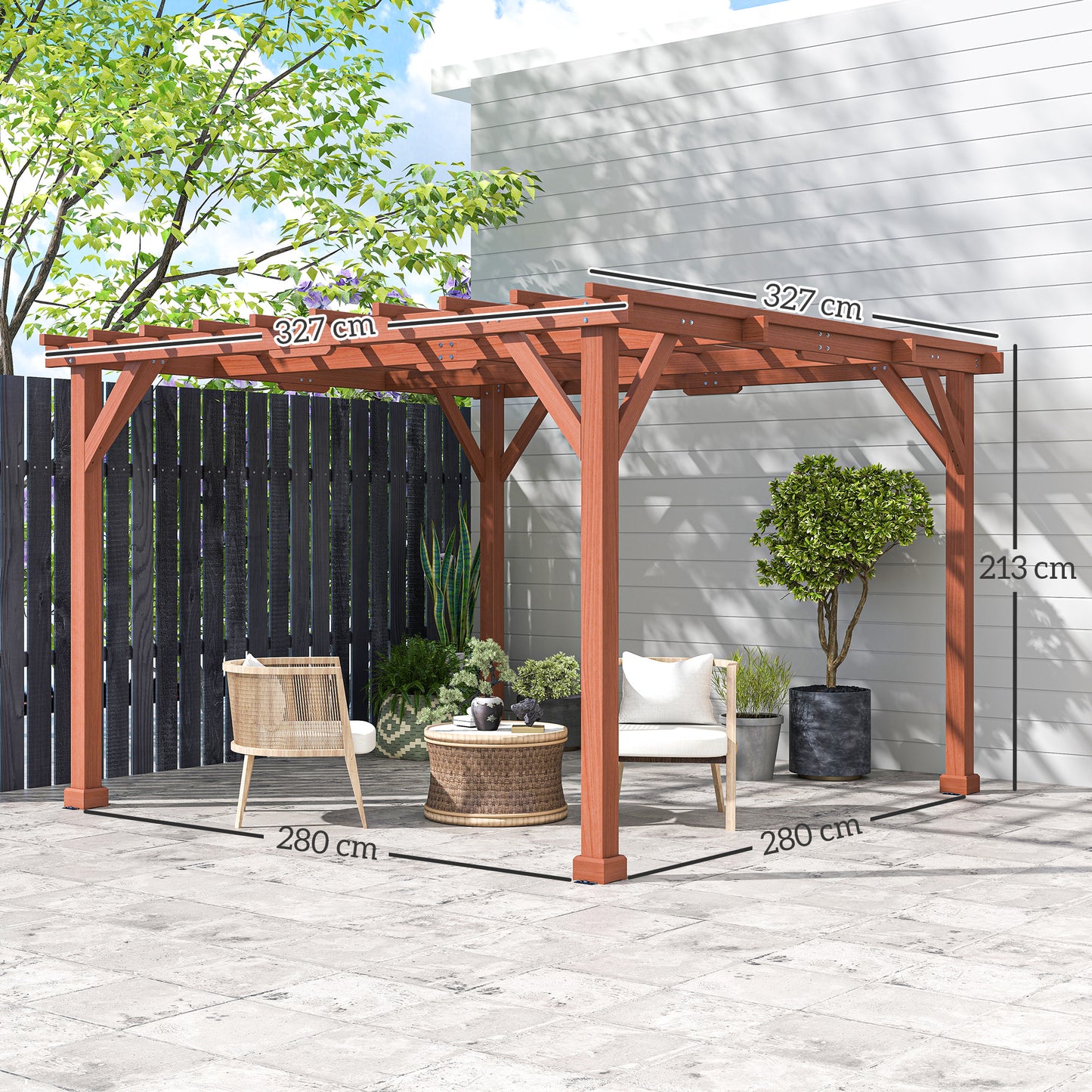 3.3 x 3.3(m) Wooden Pergola Kit, Graden Pergola Gazebo