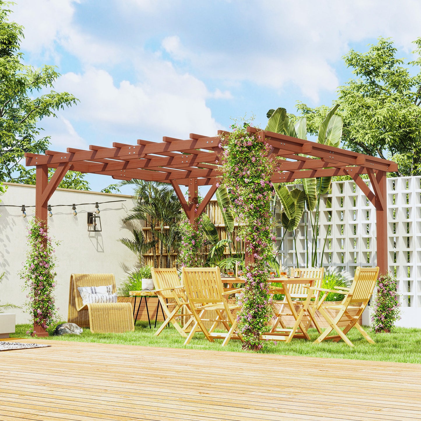 3.3 x 3.3(m) Wooden Pergola Kit, Graden Pergola Gazebo