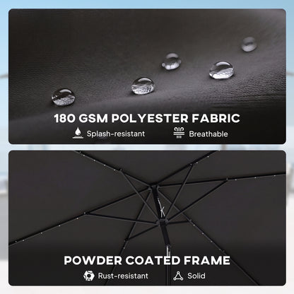 3 x 2 m Garden Parasol Umbrella with Light, Outdoor Patio Umbrella
