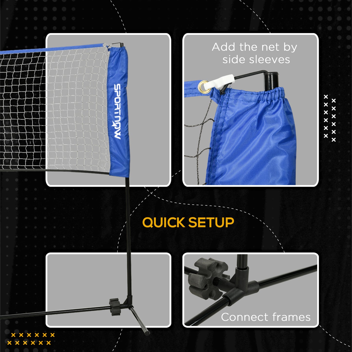 4m Badminton Net, Adjustable Sports Net for Tennis, Volleybal, Blue