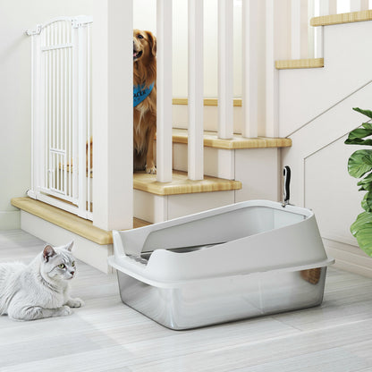 XL Stainless Steel Cat Litter Box with High Sides, 60 x 40 x 30 cm