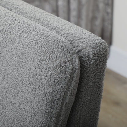 Modern Accent Chair with Wood Legs, Wide Seat, Teddy Armchair, Grey