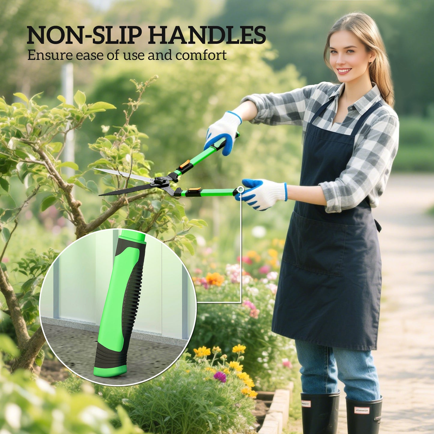 2 Pcs Garden Shears Set with Telescopic Extendable Handles