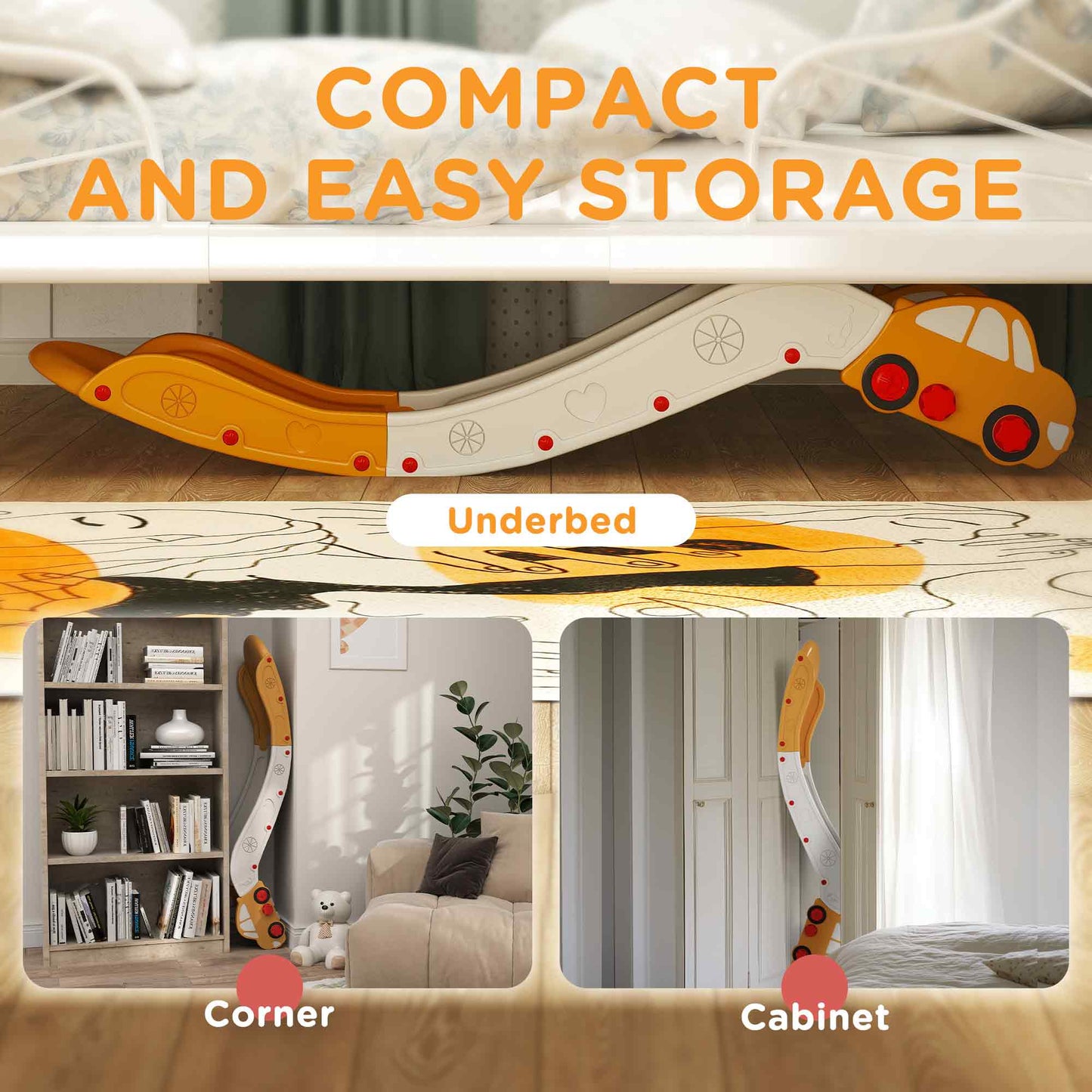 Kids Slide for Bed, Sofa, Easy to Assemble, Yellow