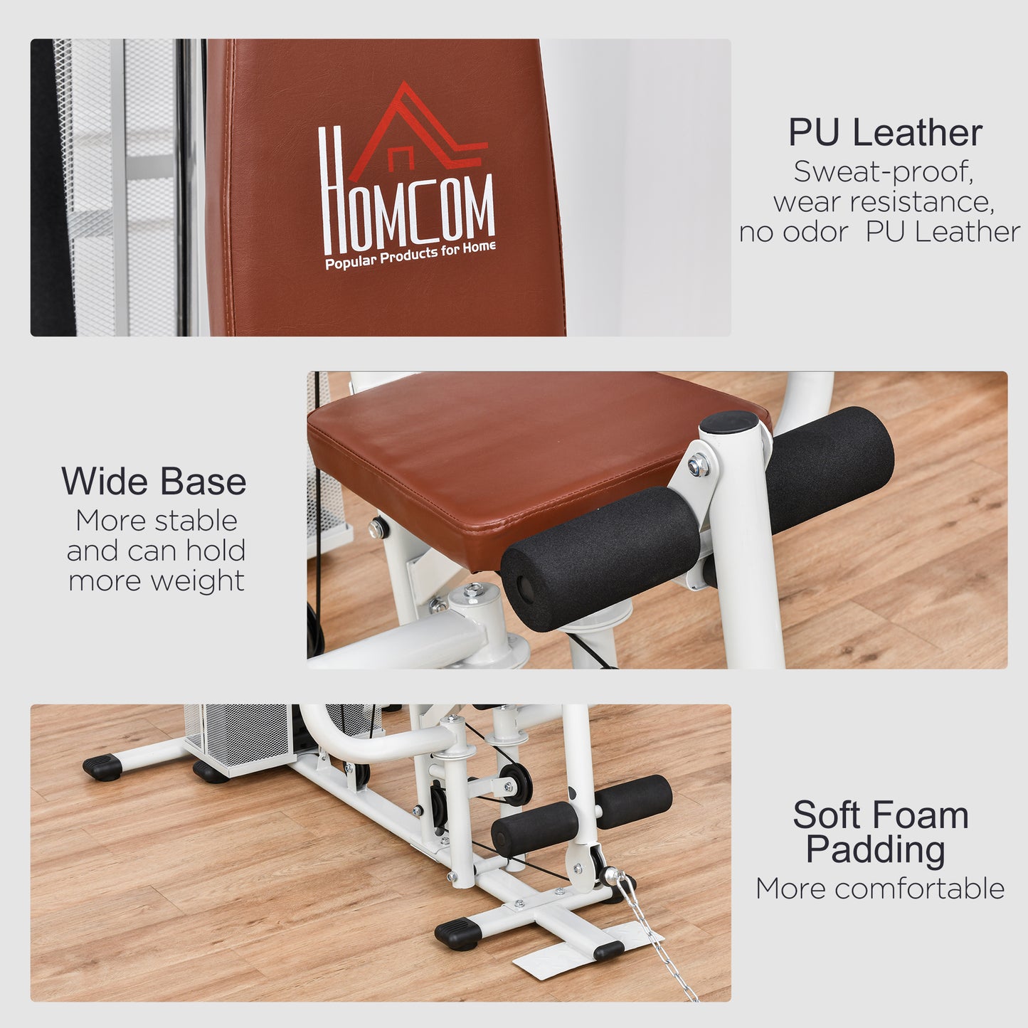 Multifunction Home Gym Weight Training Station Machine White