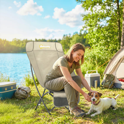 Camping Chair Portable with Side Pocket Khaki