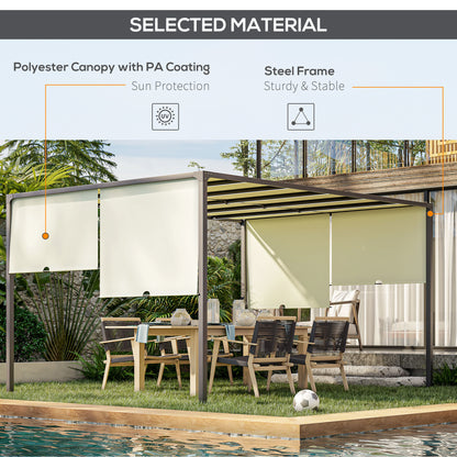 3 x 4m utdoor Garden Pergola with LED Lights Cream White