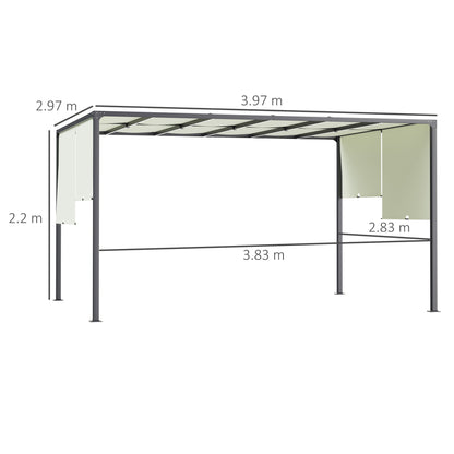 3 x 4m utdoor Garden Pergola with LED Lights Cream White