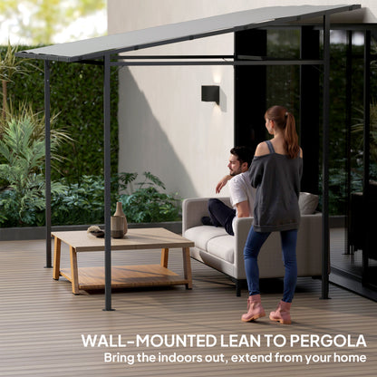 2.4 x 2.4 m Wall Mounted Pergola Gazebo, UPF30+, Light Grey