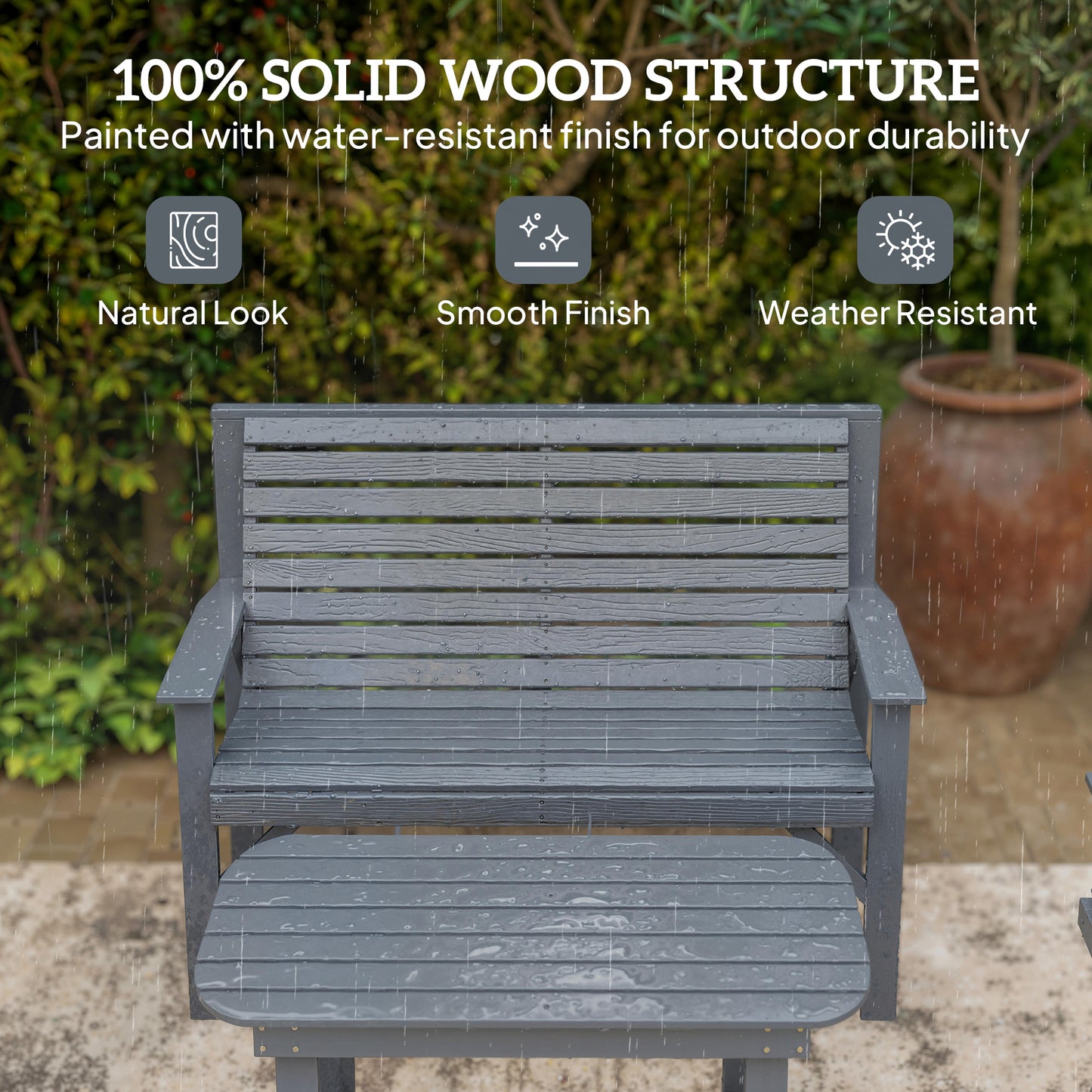 4 Seater Garden Furniture Sofa Set with Curved Seat, Grey