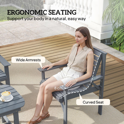 4 Seater Garden Furniture Sofa Set with Curved Seat, Grey