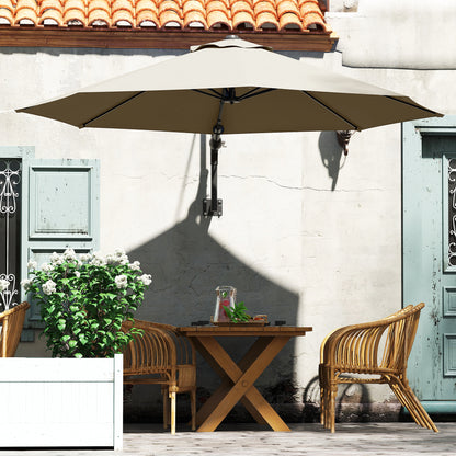 Sun Parasol with Vent, Wall Umbrella for Patio, Garden, Khaki