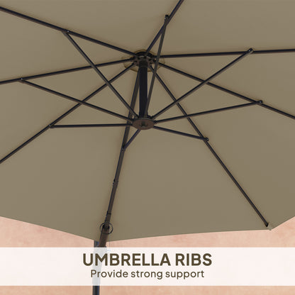 Sun Parasol with Vent, Wall Umbrella for Patio, Garden, Khaki