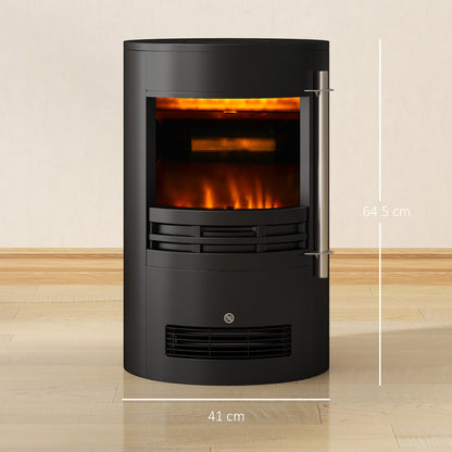 Fireplace Electric Heater Stove w/ Thermostat Control Black Freestanding