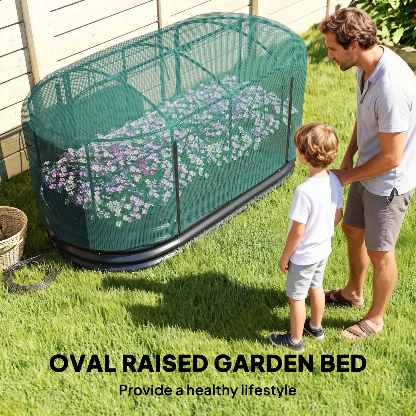 Raised Garden Bed with Self Watering System, Outdoor Planter Grey