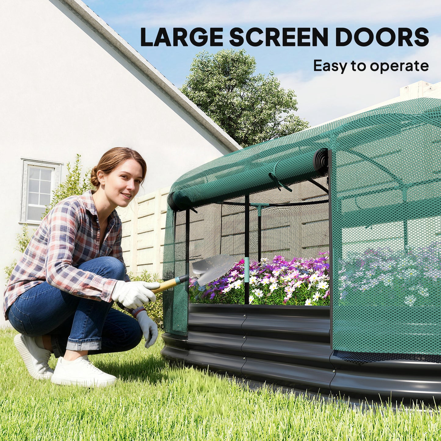 Raised Garden Bed with Self Watering System, Outdoor Planter Grey