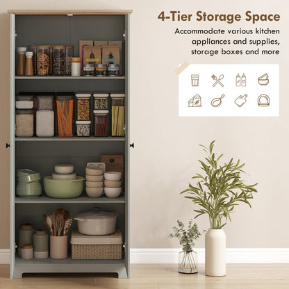 172cm Wooden Storage Cabinet Cupboard With 4 Shelves Grey