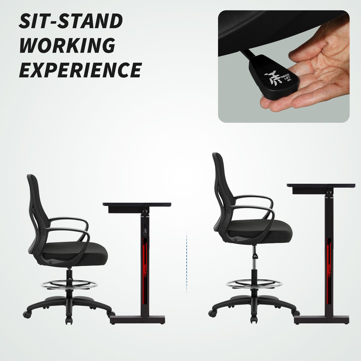 Mesh Office Chair with Lumbar Support, Adjustable Height, Black