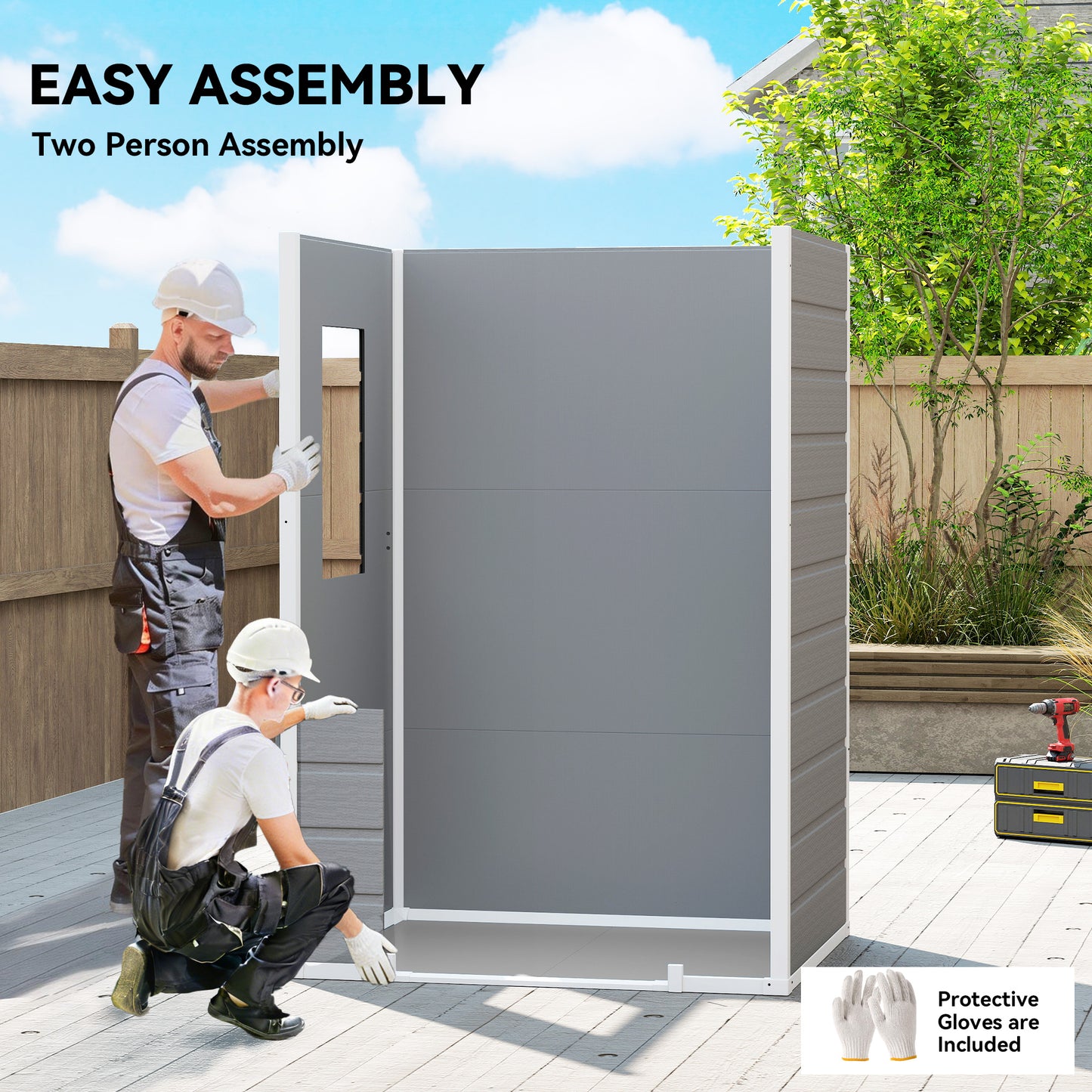 4 x 3 ft Plastic Small Garden Shed with Lockable Door, Light Grey
