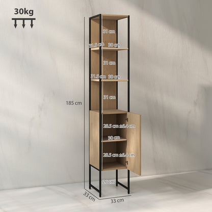 Tall Bathroom Cabinet with 3 Open Shelves Adjustable Shelf, Natural