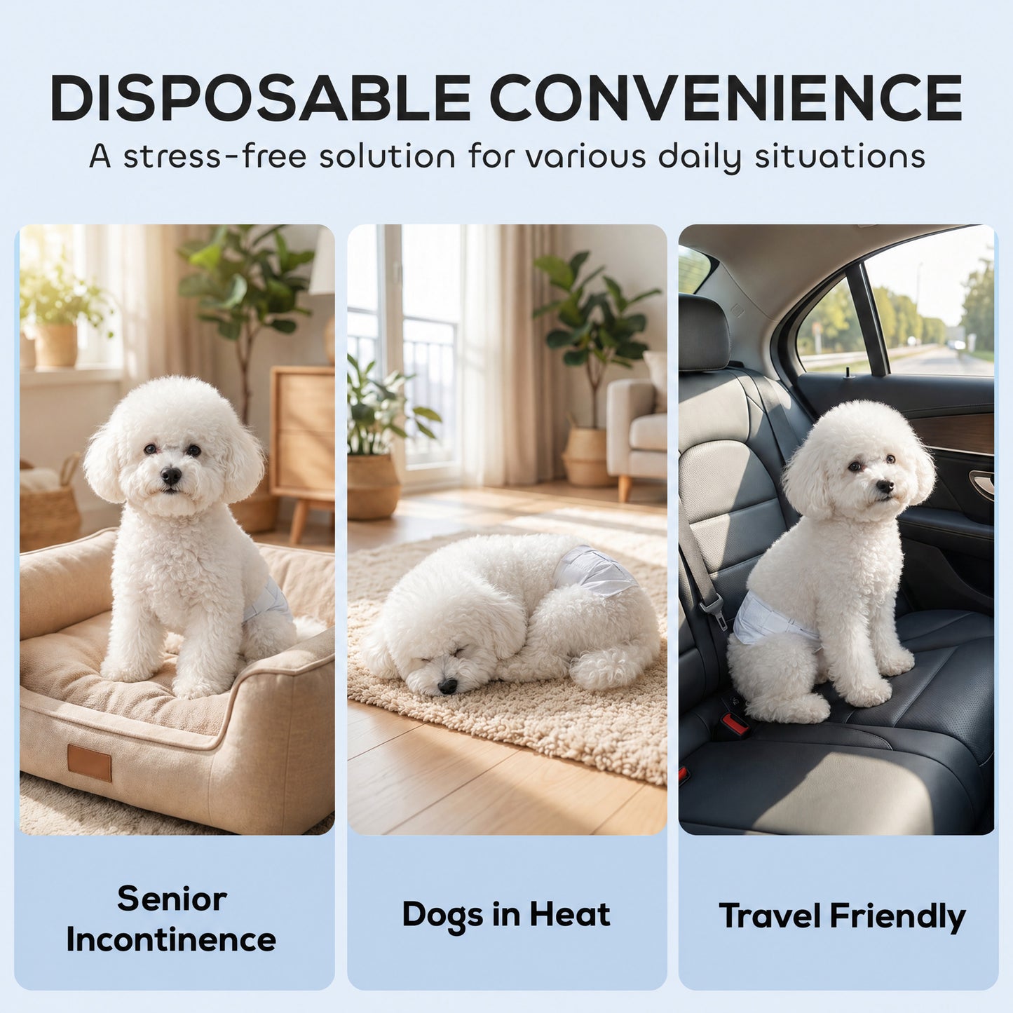 Disposable Dog Diapers Male, 48 Count Absorbent Dog Nappies, Puppy Sanitary Wraps Panties for Incontinence or Excitable Urination and Training, M, 45-64 cm