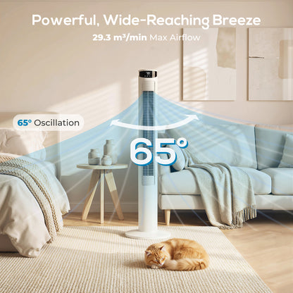 Tower Fan with WiFi Control 116 cm White