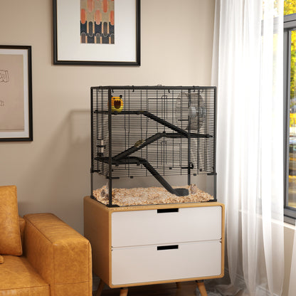 4-Tier Hamster Cage w/ Deep Tempered Glass Bottom, 78.5 x 48.5 x 80cm