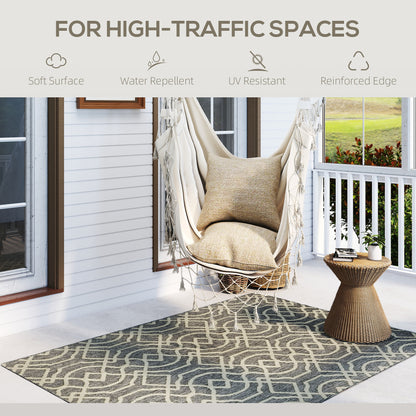 Easy-Cleaning Machine Washable Rug for Patio, Garden, Grey